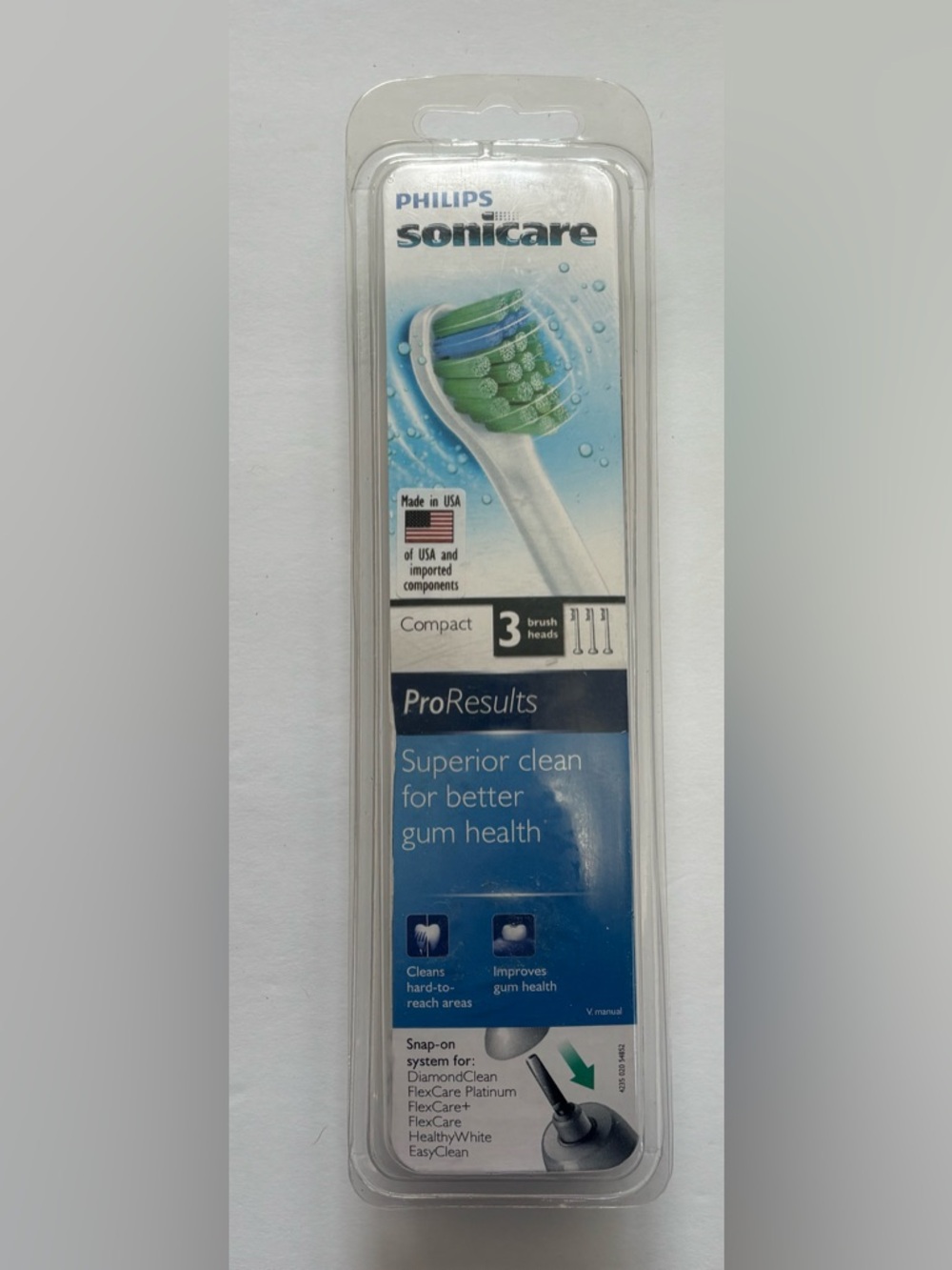 Philips Sonicare HX6023 ProResults Compact Brush Heads 3 Pack New
